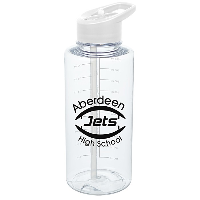 Custom Clear Impact Mountain Bottle with Flip Straw - 36 oz