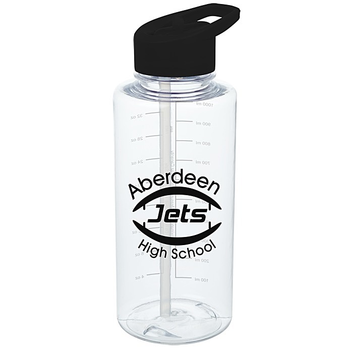 Custom Clear Impact Mountain Bottle with Flip Straw - 36 oz