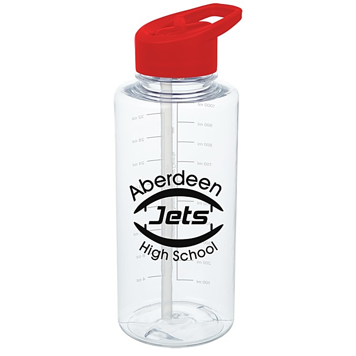 Custom Clear Impact Mountain Bottle with Flip Straw - 36 oz