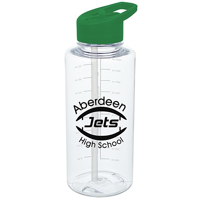 Custom Clear Impact Mountain Bottle with Flip Straw - 36 oz