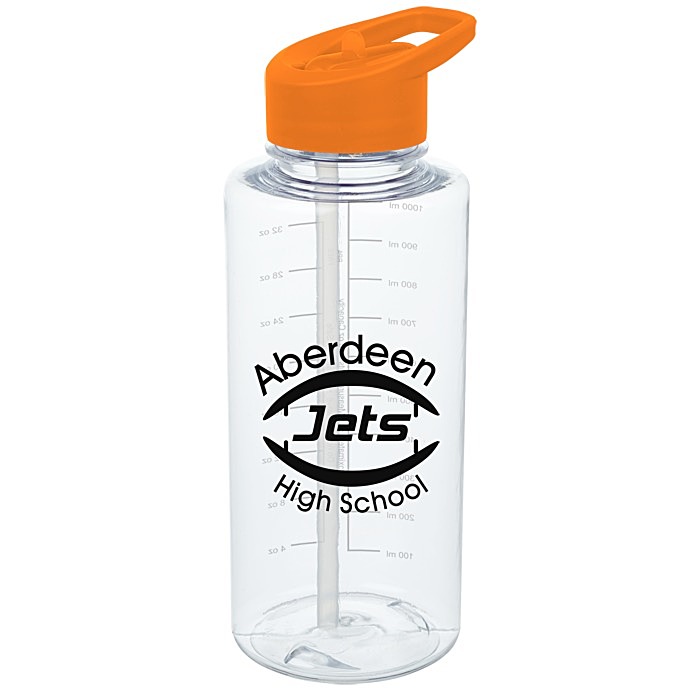 Custom Clear Impact Mountain Bottle with Flip Straw - 36 oz