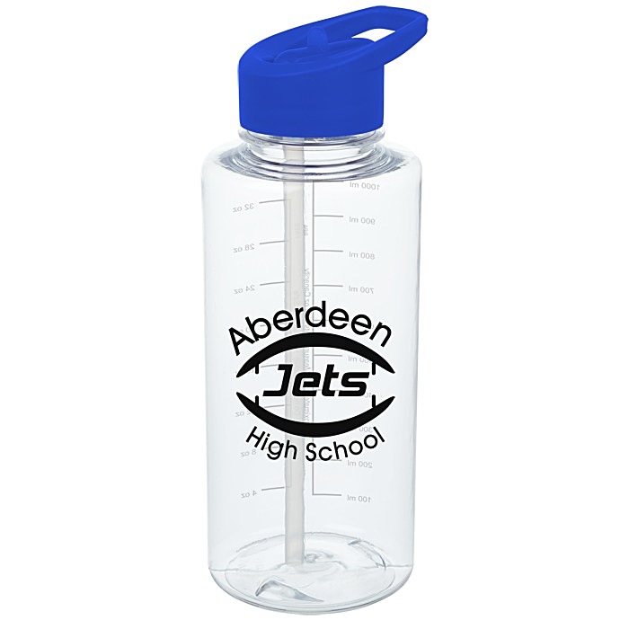 Custom Clear Impact Mountain Bottle with Flip Straw - 36 oz