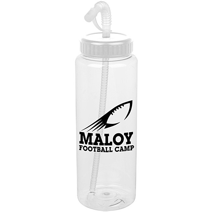 Custom Clear Impact Guzzler Sport Bottle with Straw Lid - 32 oz