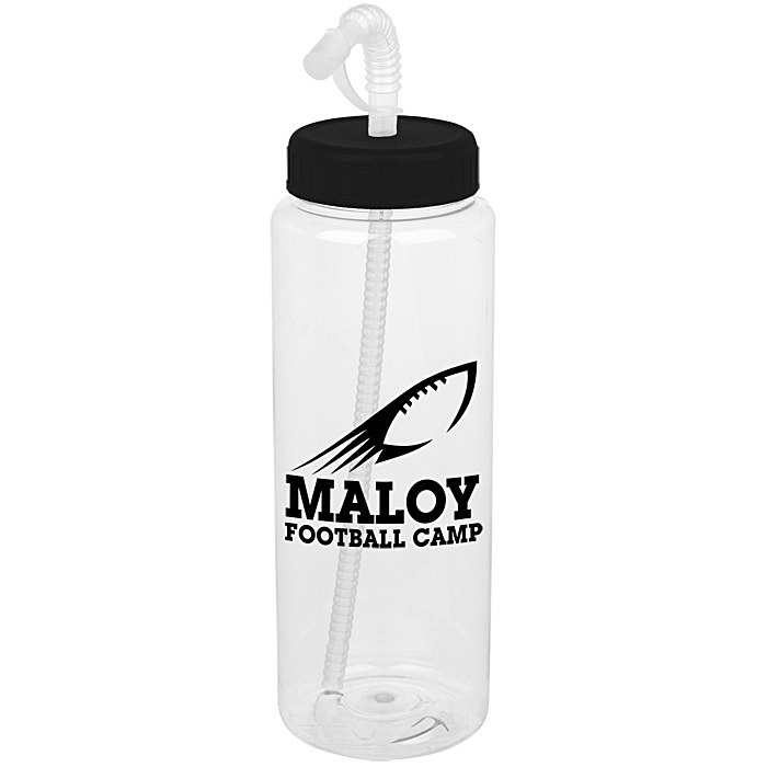 Custom Clear Impact Guzzler Sport Bottle with Straw Lid - 32 oz