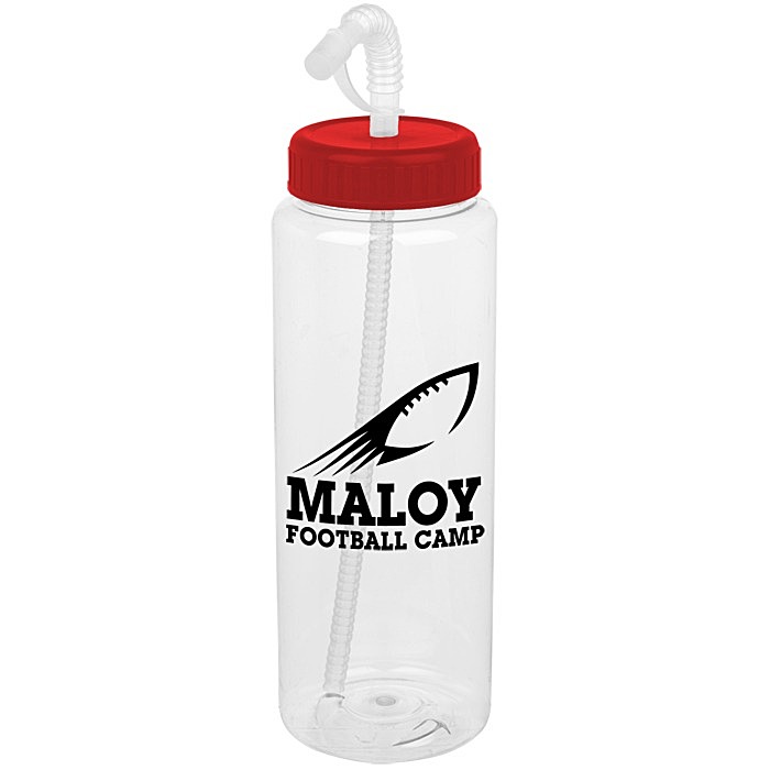 Custom Clear Impact Guzzler Sport Bottle with Straw Lid - 32 oz