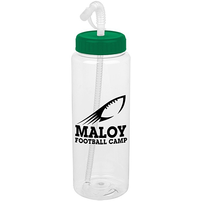 Custom Clear Impact Guzzler Sport Bottle with Straw Lid - 32 oz