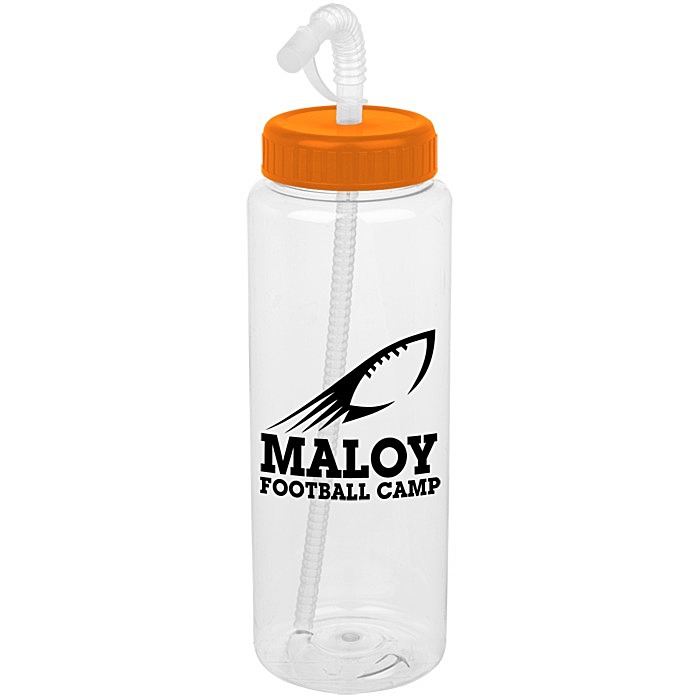 Custom Clear Impact Guzzler Sport Bottle with Straw Lid - 32 oz
