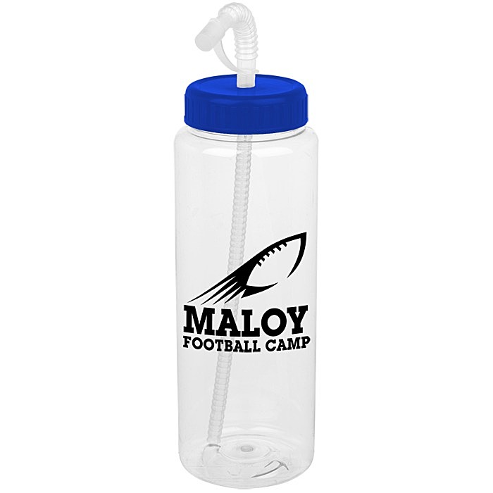 Custom Clear Impact Guzzler Sport Bottle with Straw Lid - 32 oz
