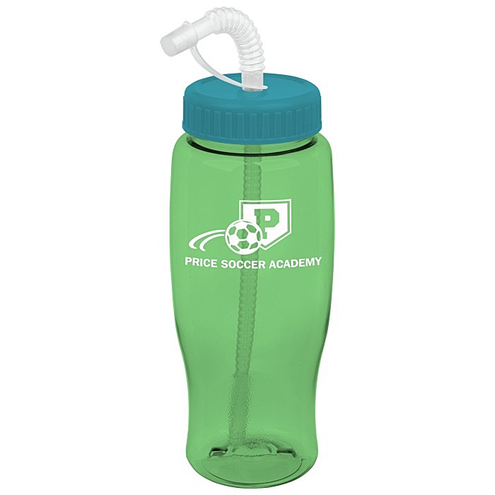 Custom Comfort Grip Bottle with Straw Lid - 27 oz