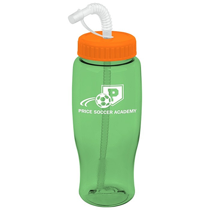 Custom Comfort Grip Bottle with Straw Lid - 27 oz