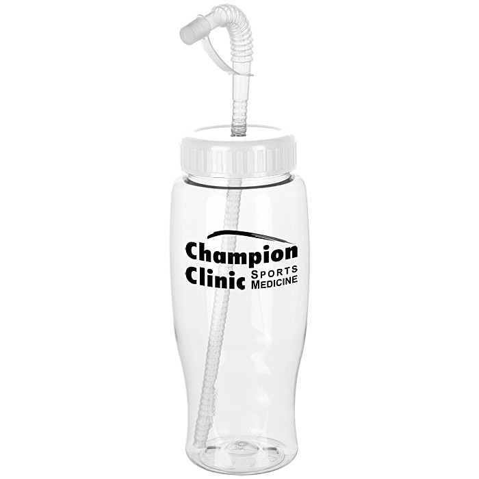 Custom Clear Impact Comfort Grip Bottle with Straw Lid - 27 oz