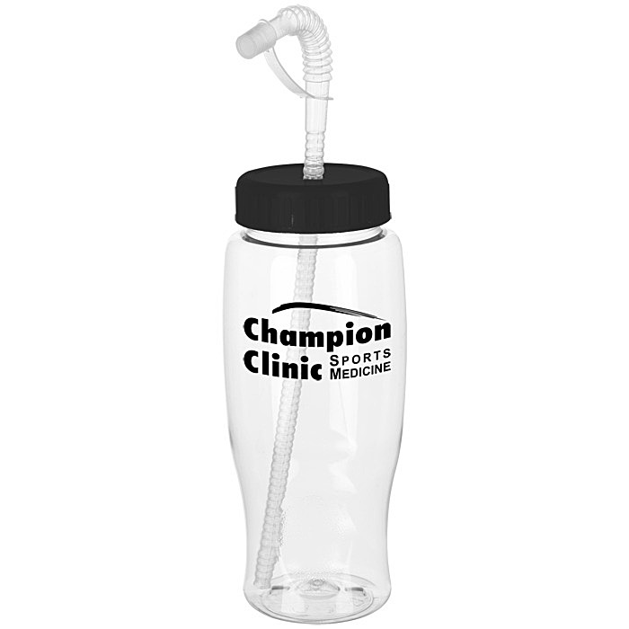 Custom Clear Impact Comfort Grip Bottle with Straw Lid - 27 oz