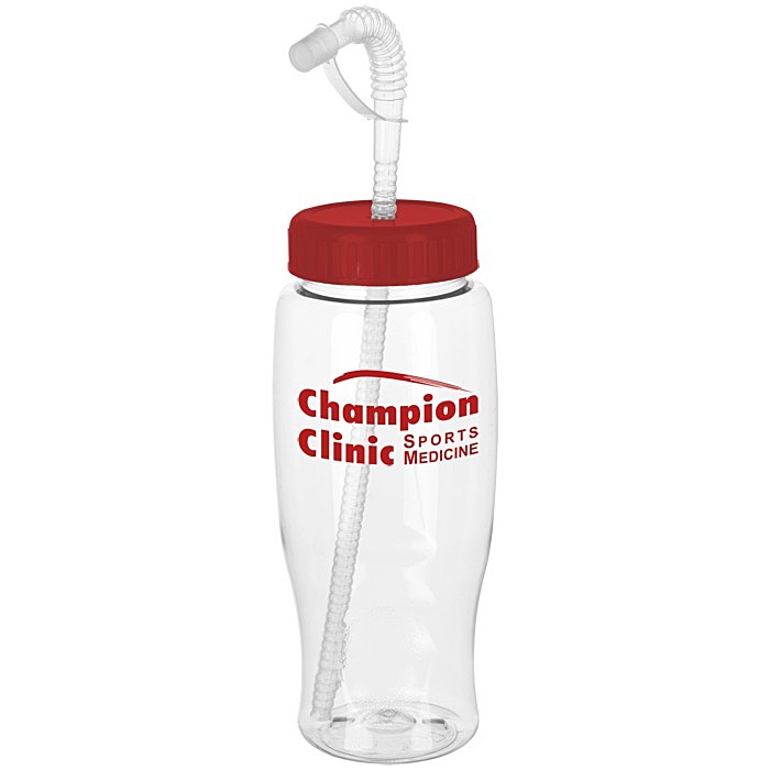 Custom Clear Impact Comfort Grip Bottle with Straw Lid - 27 oz