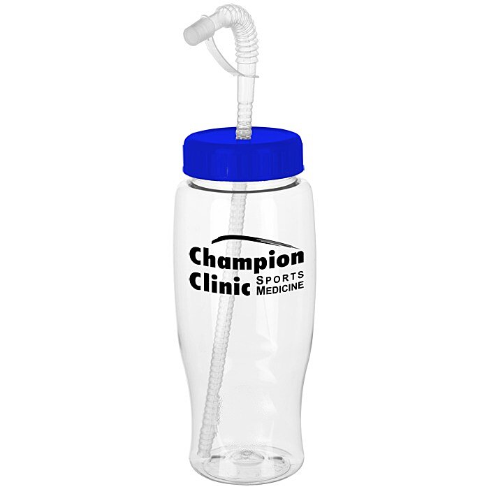 Custom Clear Impact Comfort Grip Bottle with Straw Lid - 27 oz