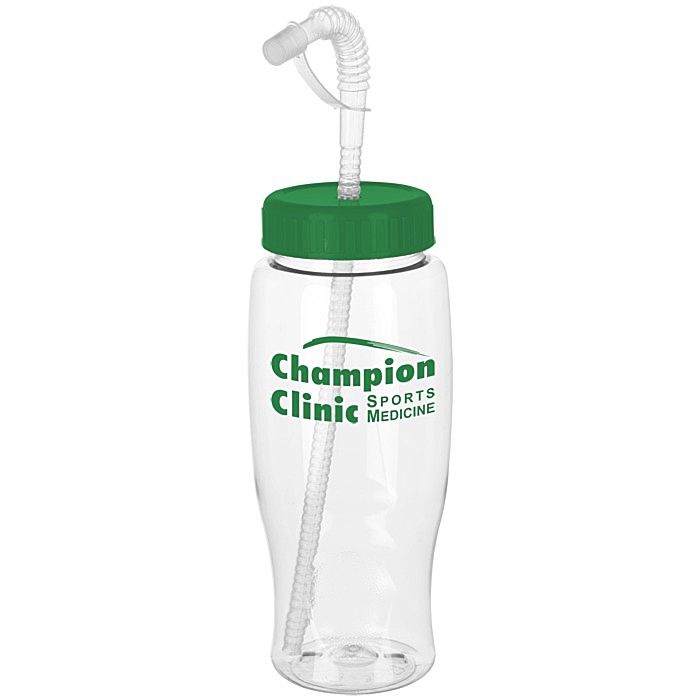 Custom Clear Impact Comfort Grip Bottle with Straw Lid - 27 oz