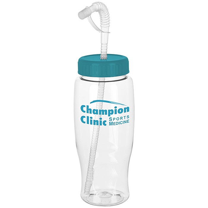 Custom Clear Impact Comfort Grip Bottle with Straw Lid - 27 oz