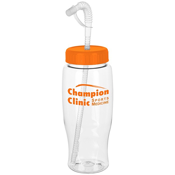 Custom Clear Impact Comfort Grip Bottle with Straw Lid - 27 oz