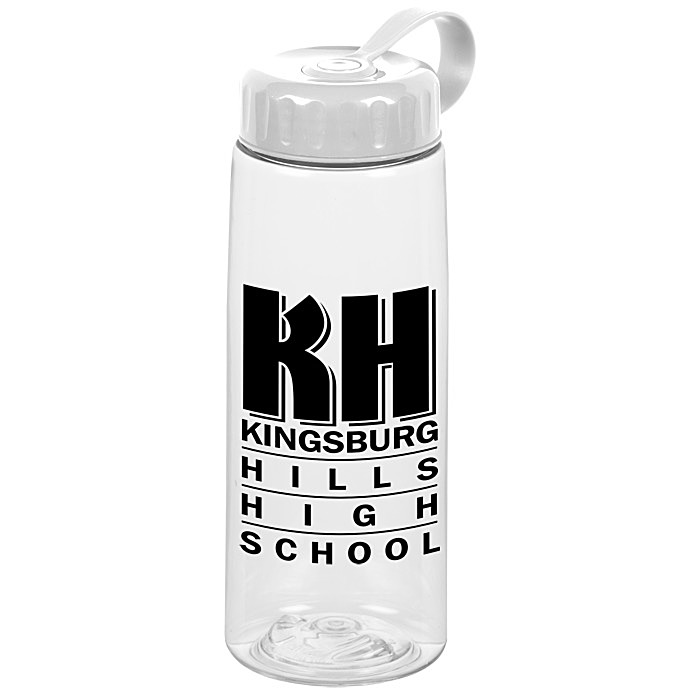 Custom Clear Impact Flair Bottle with Tethered Lid - 26 oz