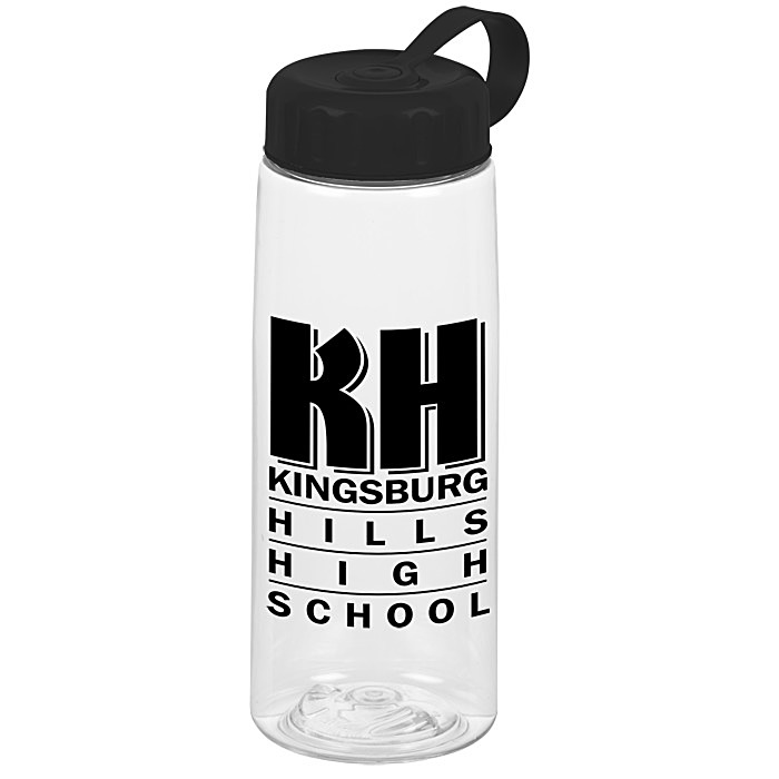 Custom Clear Impact Flair Bottle with Tethered Lid - 26 oz