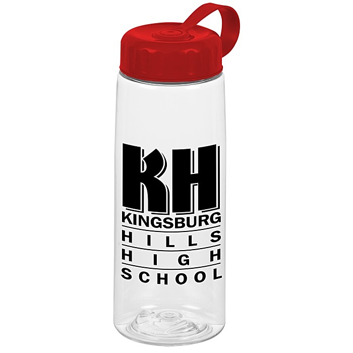 Custom Clear Impact Flair Bottle with Tethered Lid - 26 oz