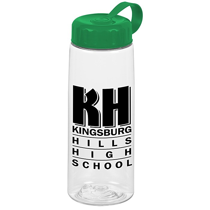 Custom Clear Impact Flair Bottle with Tethered Lid - 26 oz