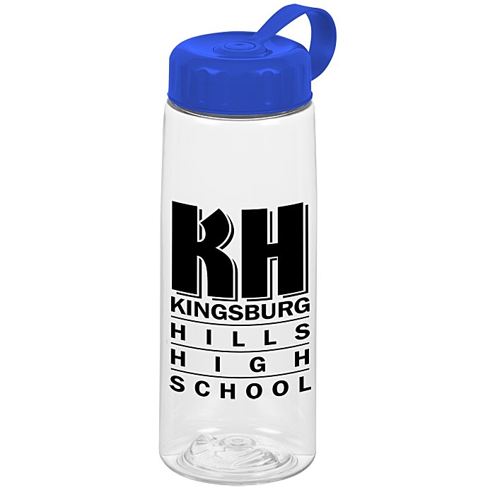 Custom Clear Impact Flair Bottle with Tethered Lid - 26 oz