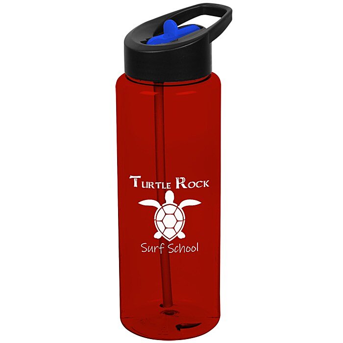 Custom Guzzler Sport Bottle with Two-Tone Flip Straw Lid - 32 oz