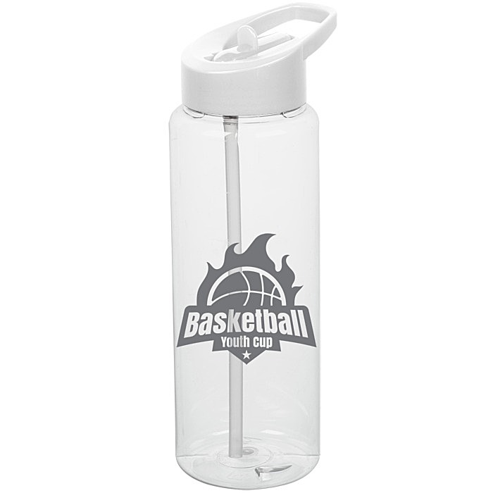 Custom Clear Impact Guzzler Sport Bottle with Flip Straw Lid - 32 oz