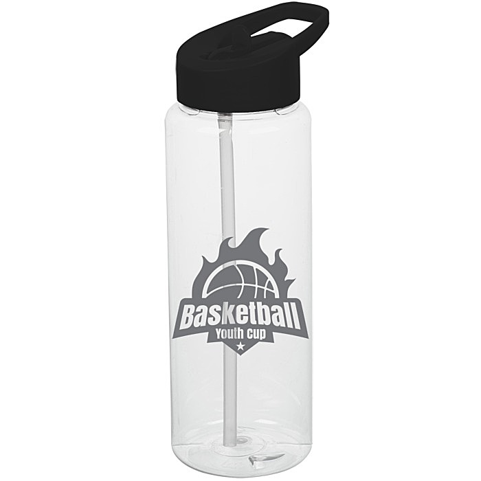 Custom Clear Impact Guzzler Sport Bottle with Flip Straw Lid - 32 oz