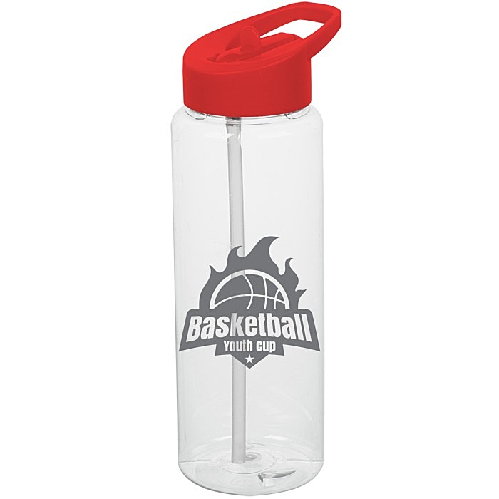 Custom Clear Impact Guzzler Sport Bottle with Flip Straw Lid - 32 oz