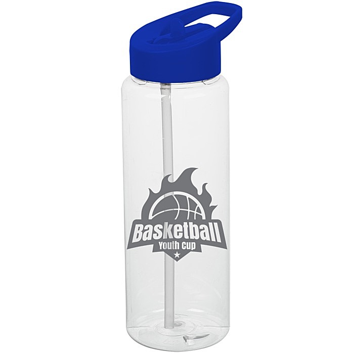 Custom Clear Impact Guzzler Sport Bottle with Flip Straw Lid - 32 oz