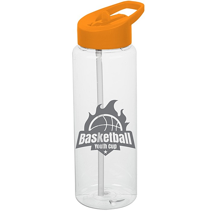 Custom Clear Impact Guzzler Sport Bottle with Flip Straw Lid - 32 oz