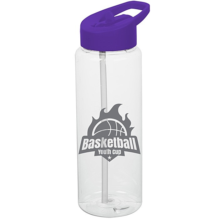 Custom Clear Impact Guzzler Sport Bottle with Flip Straw Lid - 32 oz