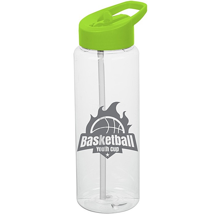 Custom Clear Impact Guzzler Sport Bottle with Flip Straw Lid - 32 oz