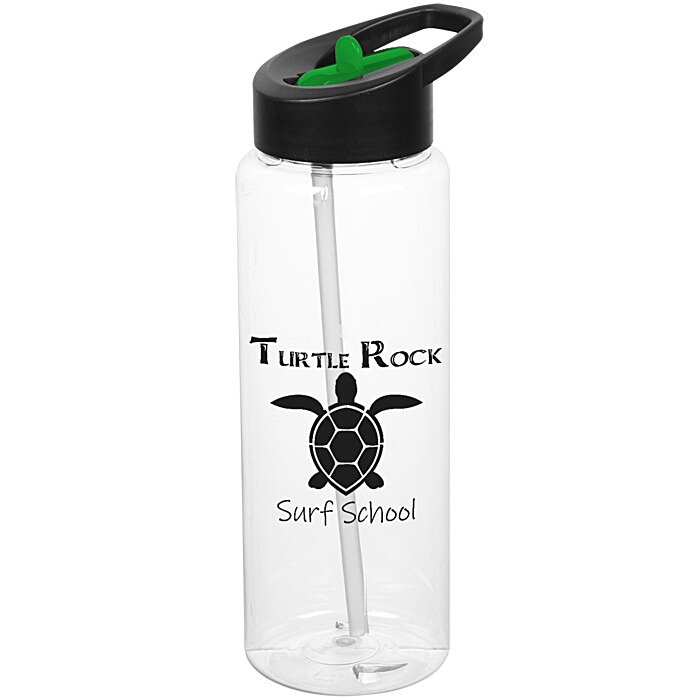Custom Clear Impact Guzzler Sport Bottle with Two-Tone Flip Straw Lid - 32 oz