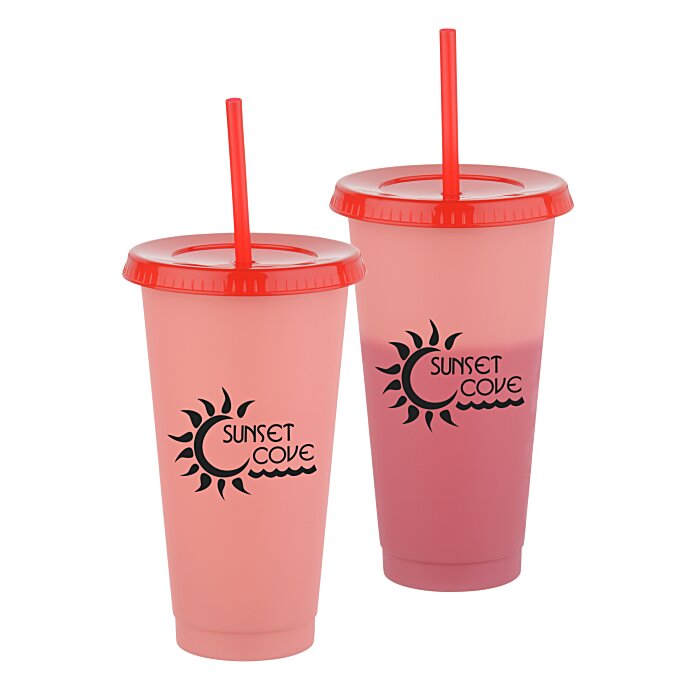 Custom Chameleon Colour Change Tumbler with Straw - 24 ounces