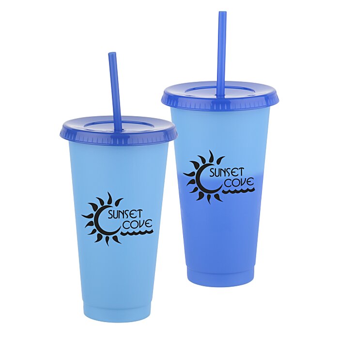 Custom Chameleon Colour Change Tumbler with Straw - 24 ounces