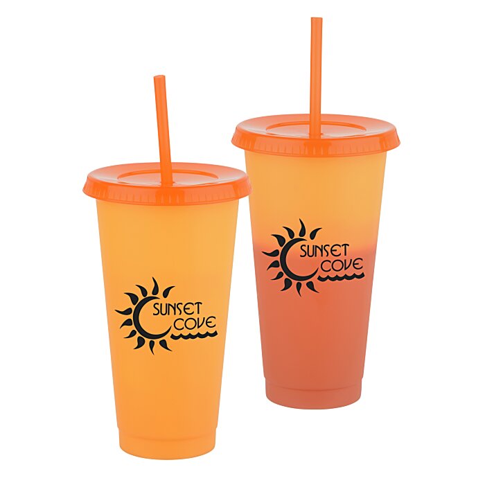 Custom Chameleon Colour Change Tumbler with Straw - 24 ounces