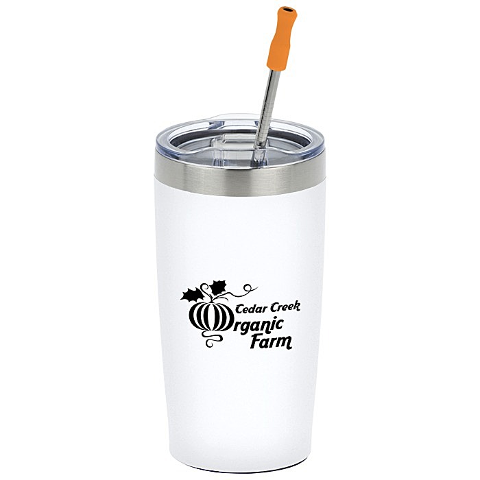 Custom Yowie Vacuum Tumbler with Stainless Straw Set - 18 oz - Powder Coat