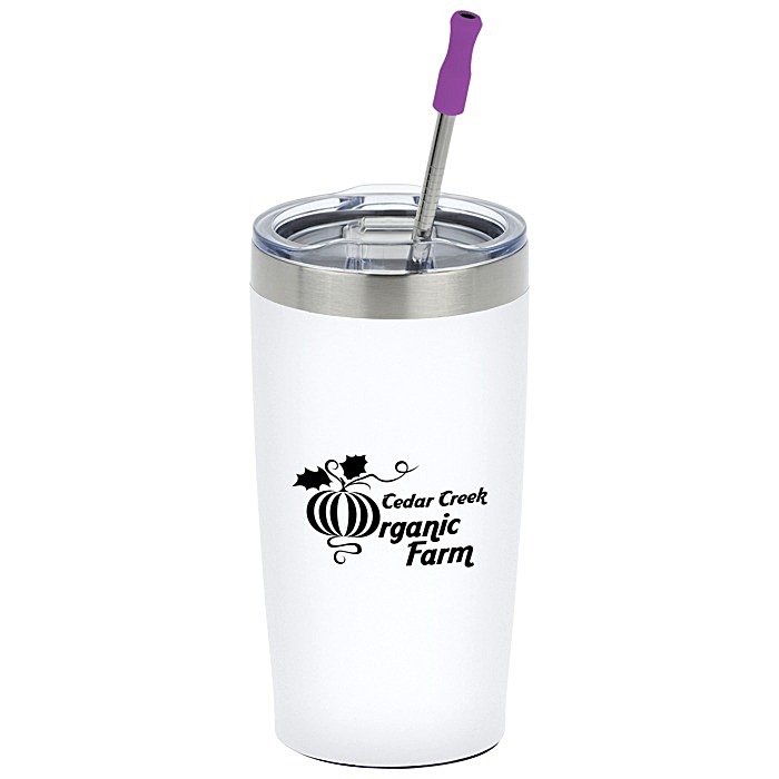 Custom Yowie Vacuum Tumbler with Stainless Straw Set - 18 oz - Powder Coat