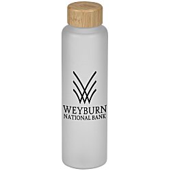 Custom Belle Frosted Glass Bottle with Bamboo Lid - 20 oz