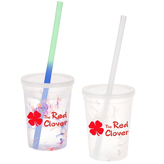 Custom Rainbow Confetti Mood Cup with Straw - 11 oz.