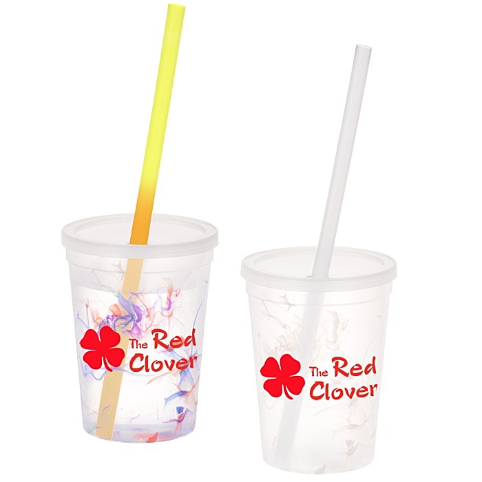 Custom Rainbow Confetti Mood Cup with Straw - 11 oz.