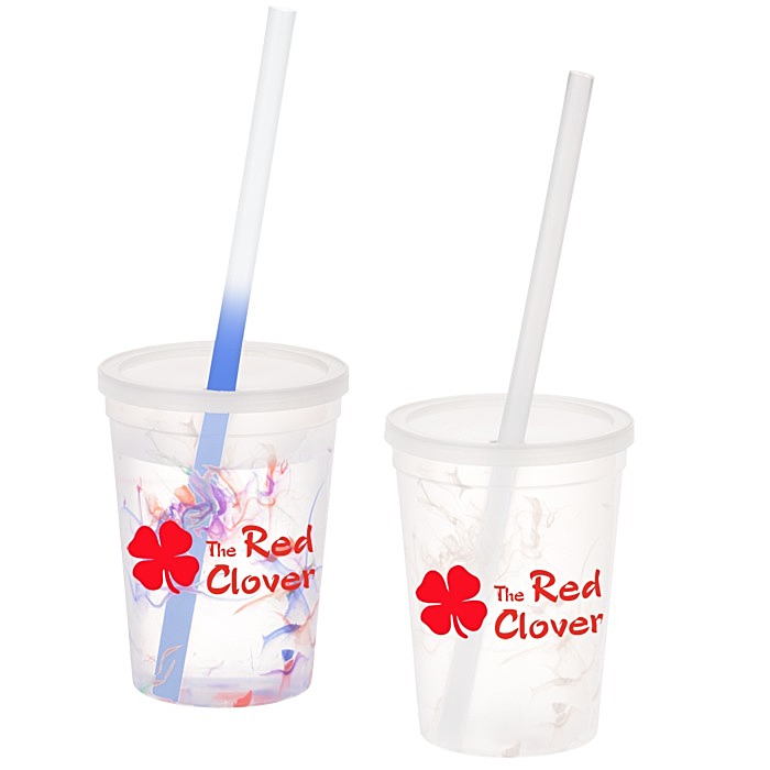 Custom Rainbow Confetti Mood Cup with Straw - 11 oz.