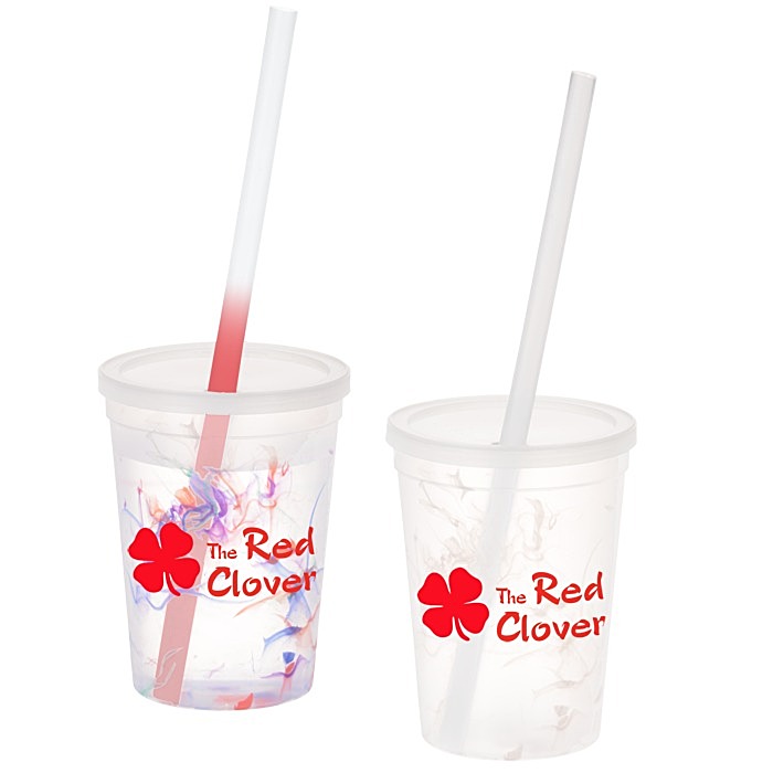 Custom Rainbow Confetti Mood Cup with Straw - 11 oz.