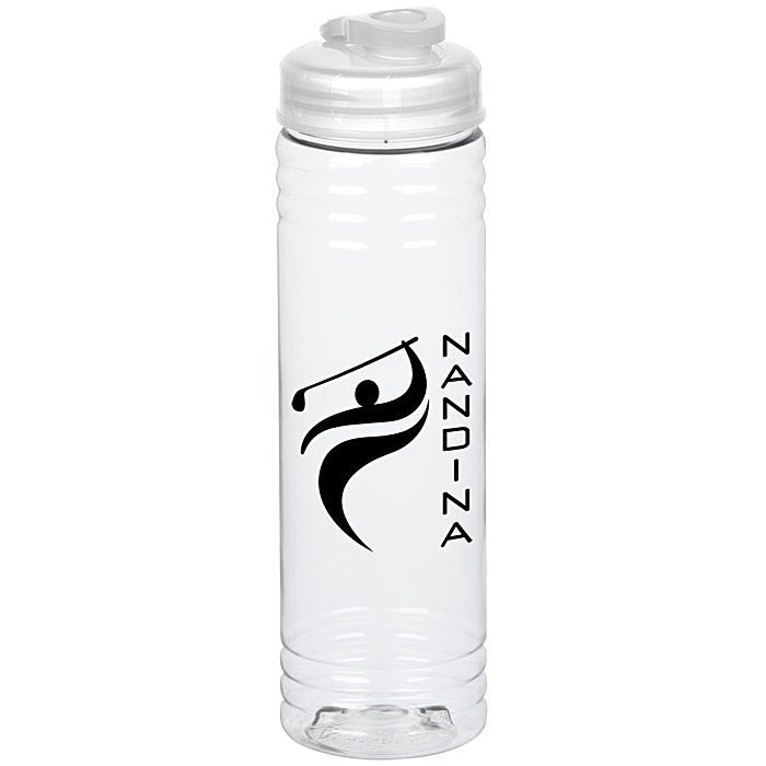 Custom Clear Impact Halcyon Water Bottle with Flip Drink Lid -24 oz