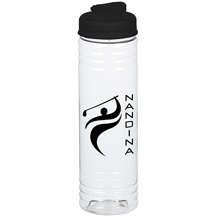 Custom Clear Impact Halcyon Water Bottle with Flip Drink Lid -24 oz