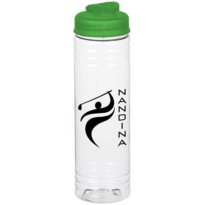 Custom Clear Impact Halcyon Water Bottle with Flip Drink Lid -24 oz
