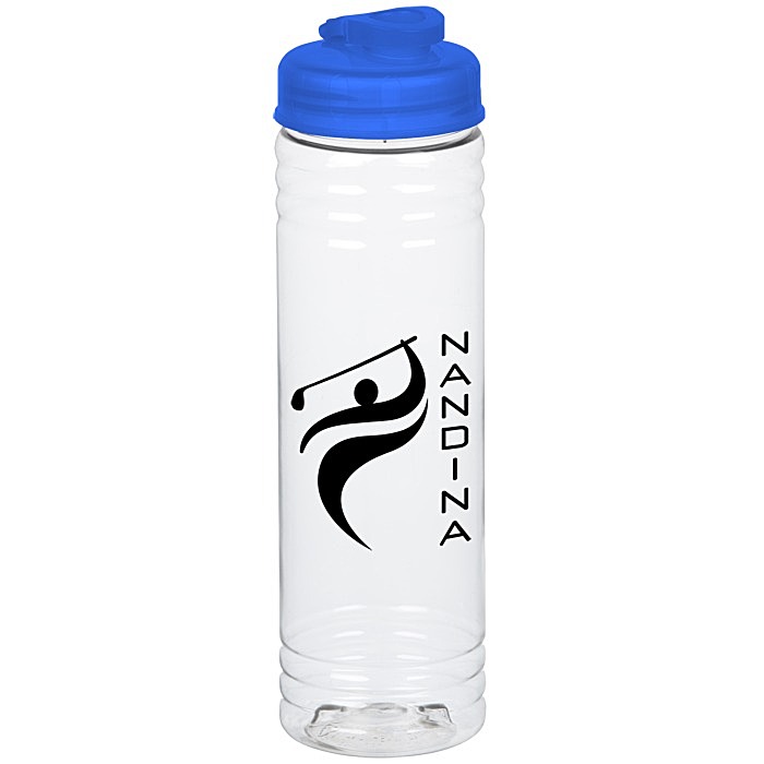 Custom Clear Impact Halcyon Water Bottle with Flip Drink Lid -24 oz