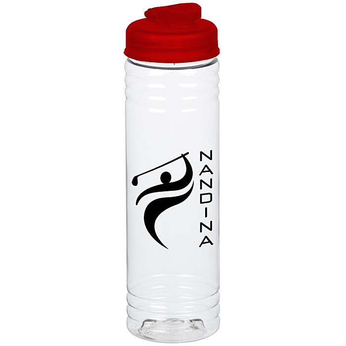 Custom Clear Impact Halcyon Water Bottle with Flip Drink Lid -24 oz